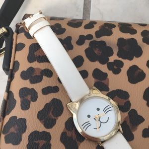 Cute white and gold accented cat watch